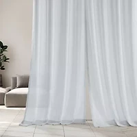 Exclusive Fabrics & Furnishing Solid Faux Linen Rod Pocket Sheer Single Curtain Panel