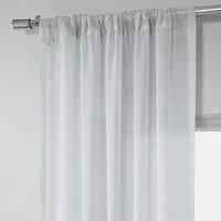 Exclusive Fabrics & Furnishing Solid Faux Linen Rod Pocket Sheer Single Curtain Panel