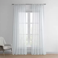Exclusive Fabrics & Furnishing Solid Faux Linen Rod Pocket Sheer Single Curtain Panel