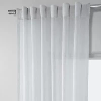 Exclusive Fabrics & Furnishing Solid Faux Linen Rod Pocket Sheer Single Curtain Panel