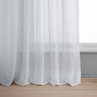 Exclusive Fabrics & Furnishing Solid Faux Linen Rod Pocket Sheer Single Curtain Panel