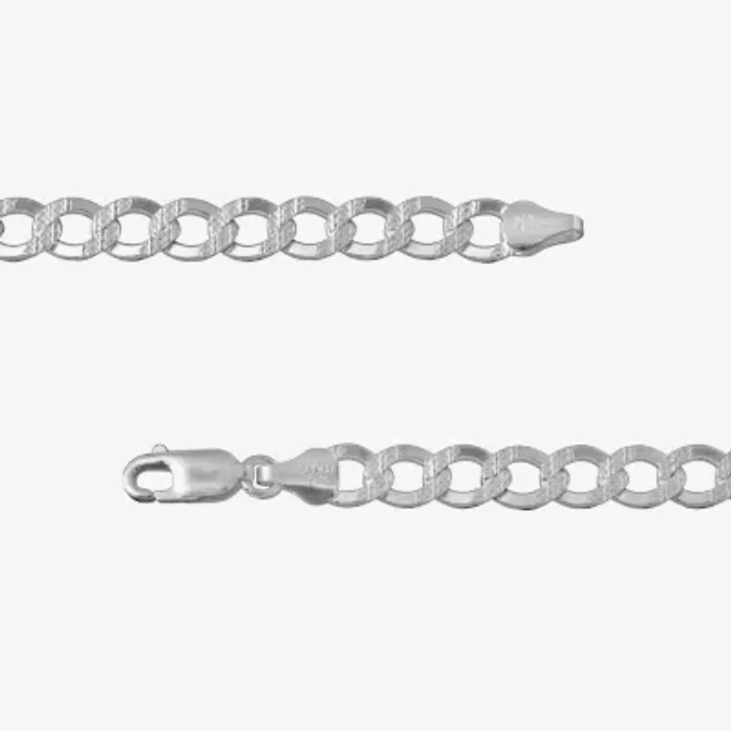 Made in Italy Mens Sterling Silver 8 1/2 Inch Solid Curb Chain Bracelet