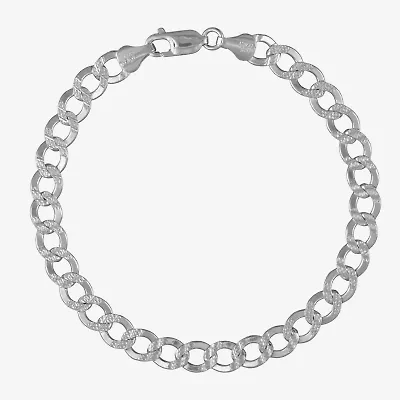 Made in Italy Mens Sterling Silver 8 1/2 Inch Solid Curb Chain Bracelet