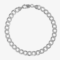 Made in Italy Mens Sterling Silver 8 1/2 Inch Solid Curb Chain Bracelet