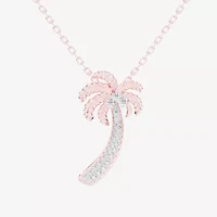 Palm Tree (G-H / Si1-Si2) Womens 1/6 CT. T.W. Lab Grown White Diamond 10K Rose Gold 18 Inch Pendant Necklace