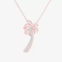 Palm Tree (G-H / Si1-Si2) Womens 1/6 CT. T.W. Lab Grown White Diamond 10K Rose Gold 18 Inch Pendant Necklace