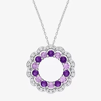 Womens Genuine Gemstone 18K Gold Over Silver Circle Pendant Necklace