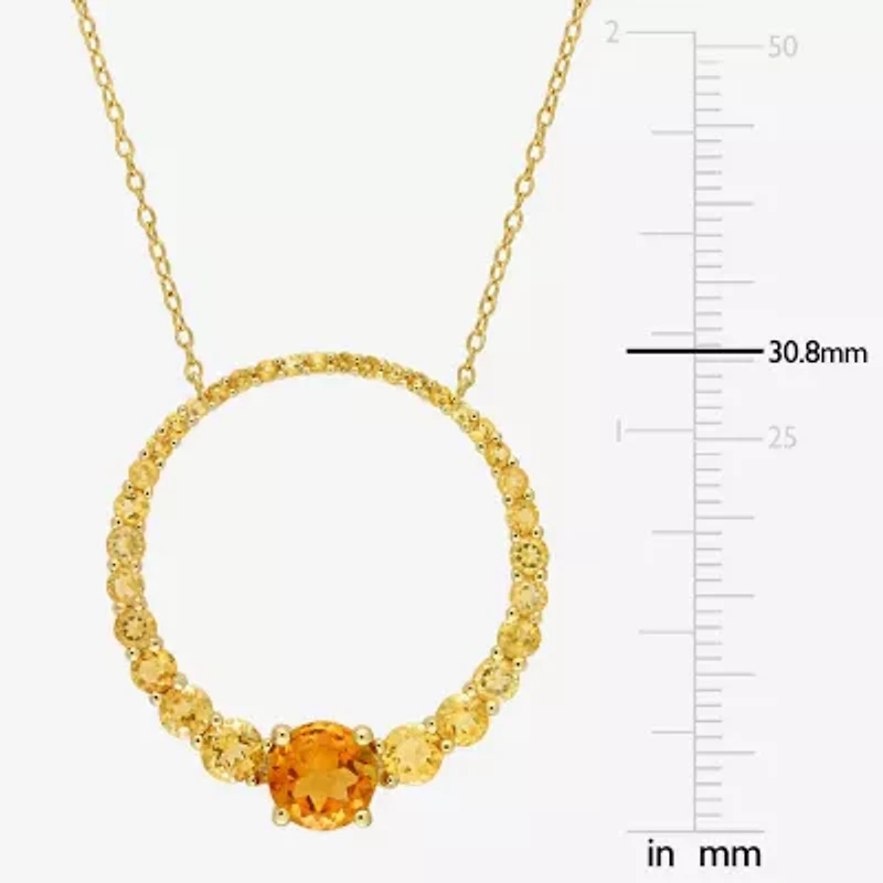 Womens Genuine Gemstone 18K Gold Over Silver Circle Pendant Necklace