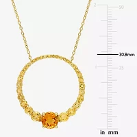 Womens Genuine Gemstone 18K Gold Over Silver Circle Pendant Necklace