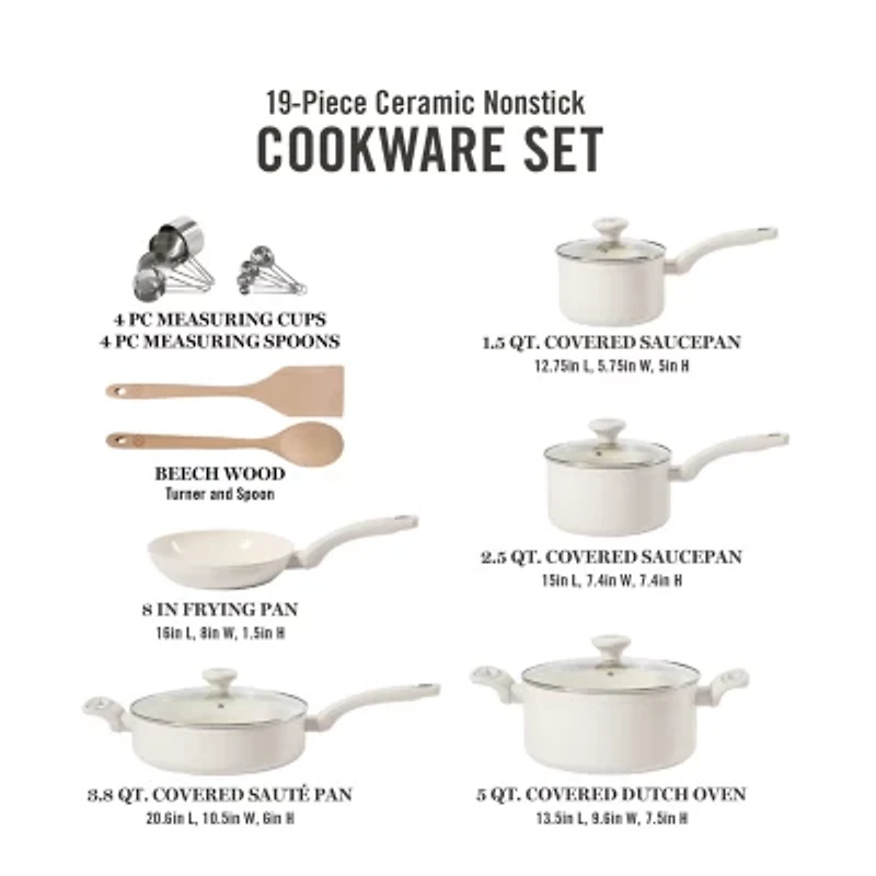 Martha Stewart Ceramic Non-Stick 19-pc. Cookware Set