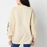 Womens Crew Neck Long Sleeve Embroidered Juniors Sweatshirt