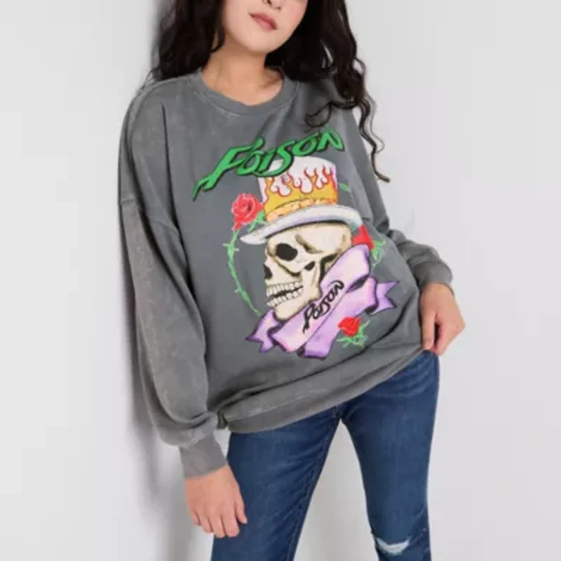 Poison Womens Crew Neck Long Sleeve Juniors Sweatshirt
