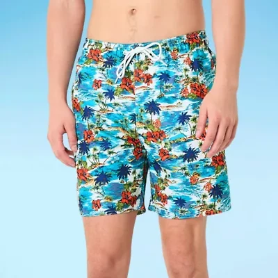 Arizona Mens Striped Swim Trunks