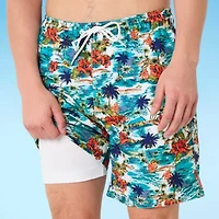 Arizona Mens Striped Swim Trunks