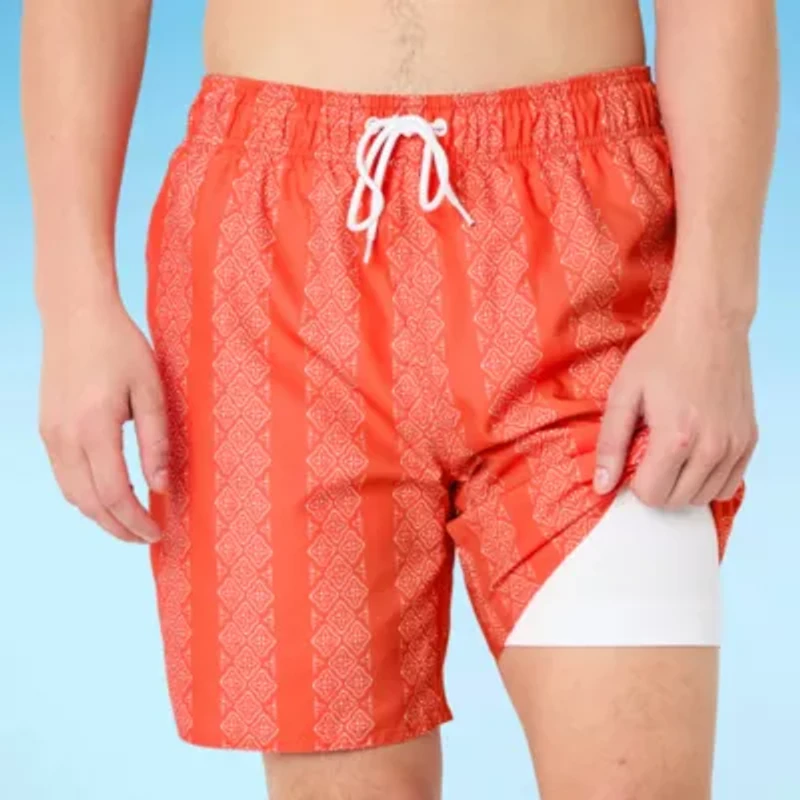 Arizona Mens Striped Swim Trunks