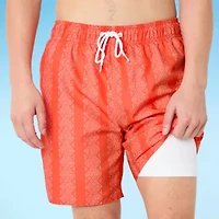 Arizona Mens Striped Swim Trunks