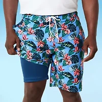 St. John's Bay E-Board Mens Floral Big and Tall Swim Shorts