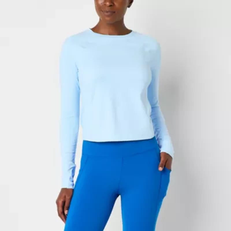 Xersion EverRestore Womens Crew Neck Long Sleeve Active T-Shirt