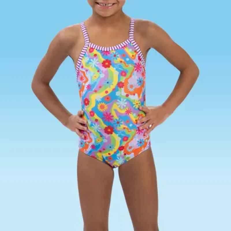 Dolfin Toddler & Little Girls Easy-on + Easy-off Floral One Piece Swimsuit