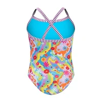 Dolfin Little & Big Kid Girls Easy-on + Easy-off Floral One Piece Swimsuit