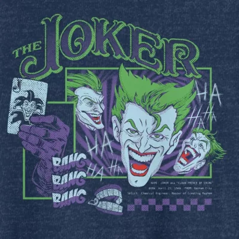 Big and Tall Mens Crew Neck Short Sleeve Regular Fit Joker Graphic T-Shirt