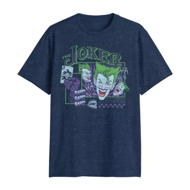 Big and Tall Mens Crew Neck Short Sleeve Regular Fit Joker Graphic T-Shirt