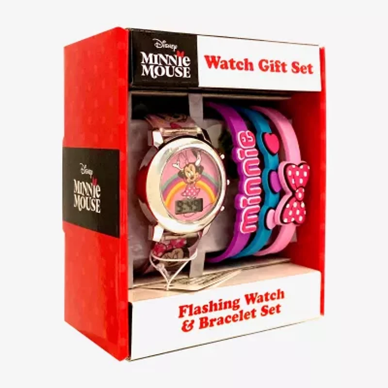 Disney Minnie Mouse Girls Multicolor 4-pc. Watch Boxed Set Mn40148jc