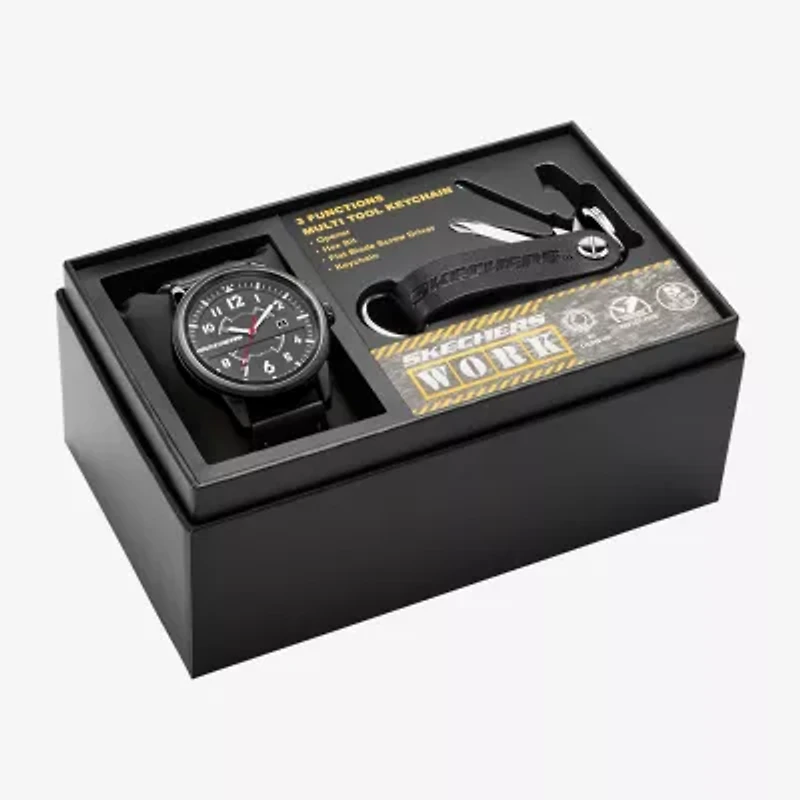 Skechers Mens Black 2-pc. Watch Boxed Set Sr8505