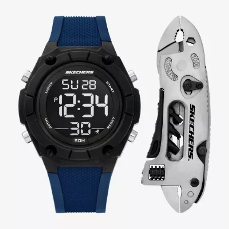 Skechers Mens Blue 2-pc. Watch Boxed Set Sr8508