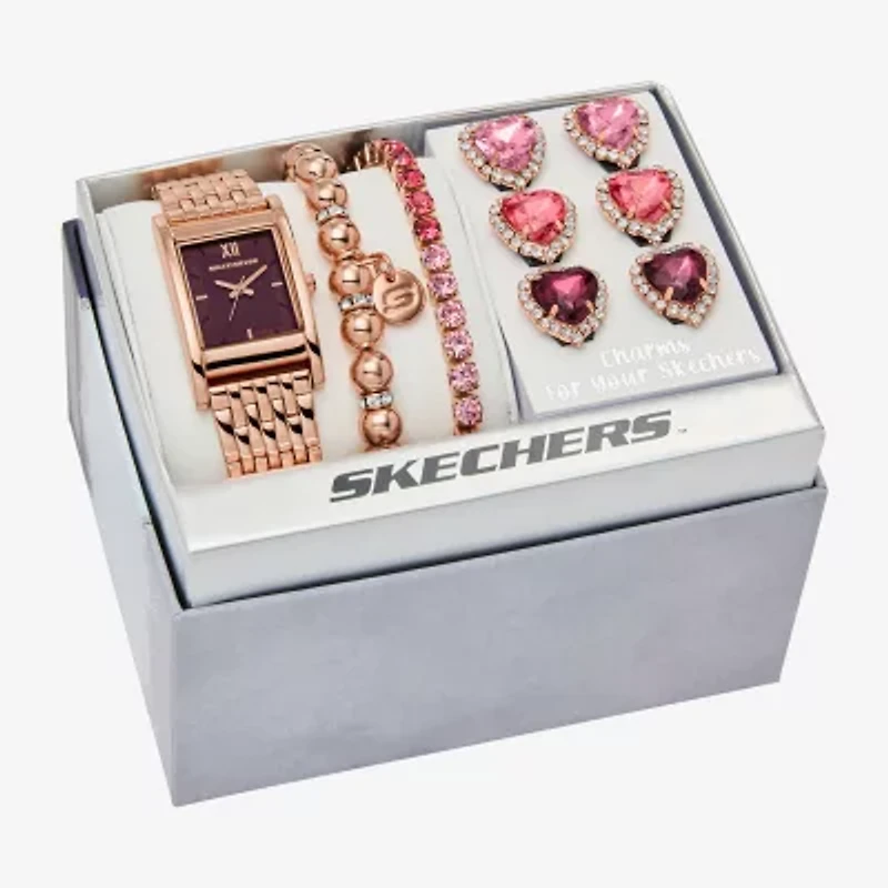 Skechers Womens Rose Goldtone 9-pc. Watch Boxed Set Sr9136