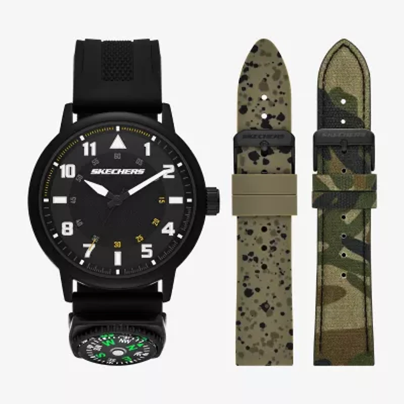 Skechers Mens Black 3-pc. Watch Boxed Set Sr9138