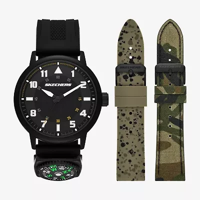 Skechers Mens Black 3-pc. Watch Boxed Set Sr9138