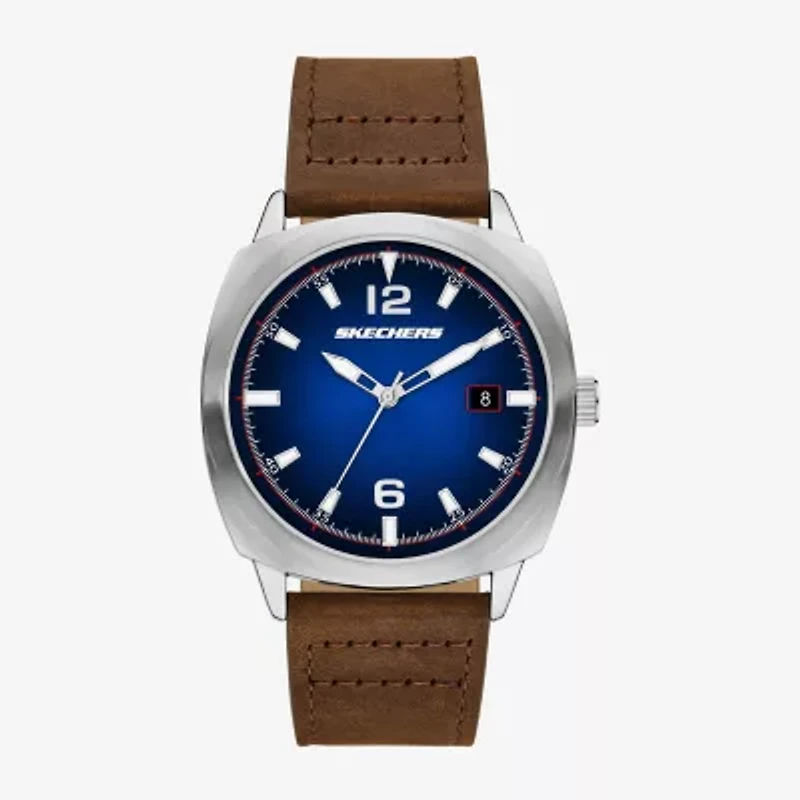 Skechers Mens Brown Leather Strap Watch Sr5273