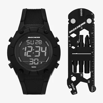 Skechers Mens Black 2-pc. Watch Boxed Set Sr8507