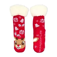 Pom Head Womens Breathable Multi-Pack 1 Pair Rudolph Slipper Socks