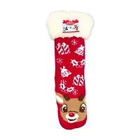 Pom Head Womens Breathable Multi-Pack 1 Pair Rudolph Slipper Socks