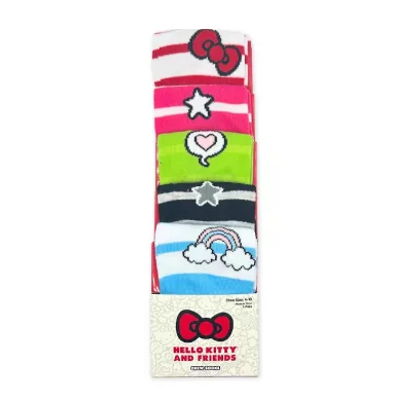 Womens 5 Pair Hello Kitty Crew Socks