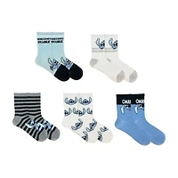 Womens 5 Pair Lilo & Stitch Crew Socks