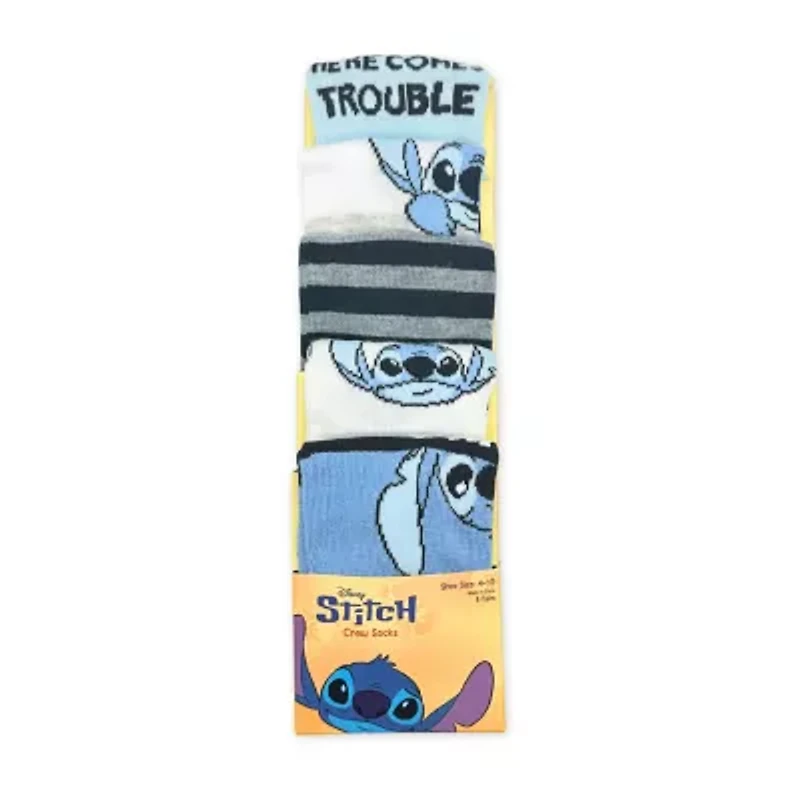 Womens 5 Pair Lilo & Stitch Crew Socks