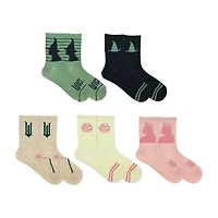 Wicked Womens 5 Pair Crew Socks