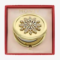Monet Jewelry Gold Tone Clear Gold Tone Snowflake Compact Mirror