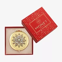 Monet Jewelry Gold Tone Clear Gold Tone Snowflake Compact Mirror