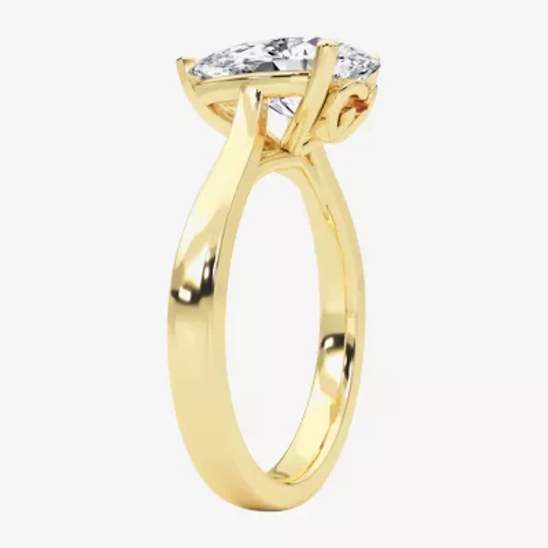 Grown Gorgeous (F, Vs2) Womens 2 1/4 CT. Lab White Diamond 14K Gold Pear Solitaire Engagement Ring
