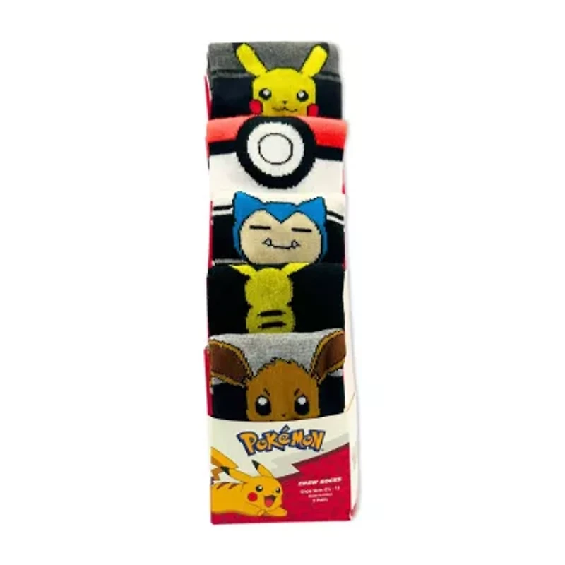Mens 5 Pair Pokeman Crew Socks