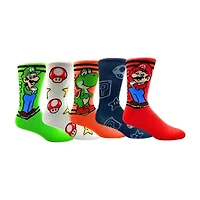 Mens 5 Pair Super Mario Crew Socks