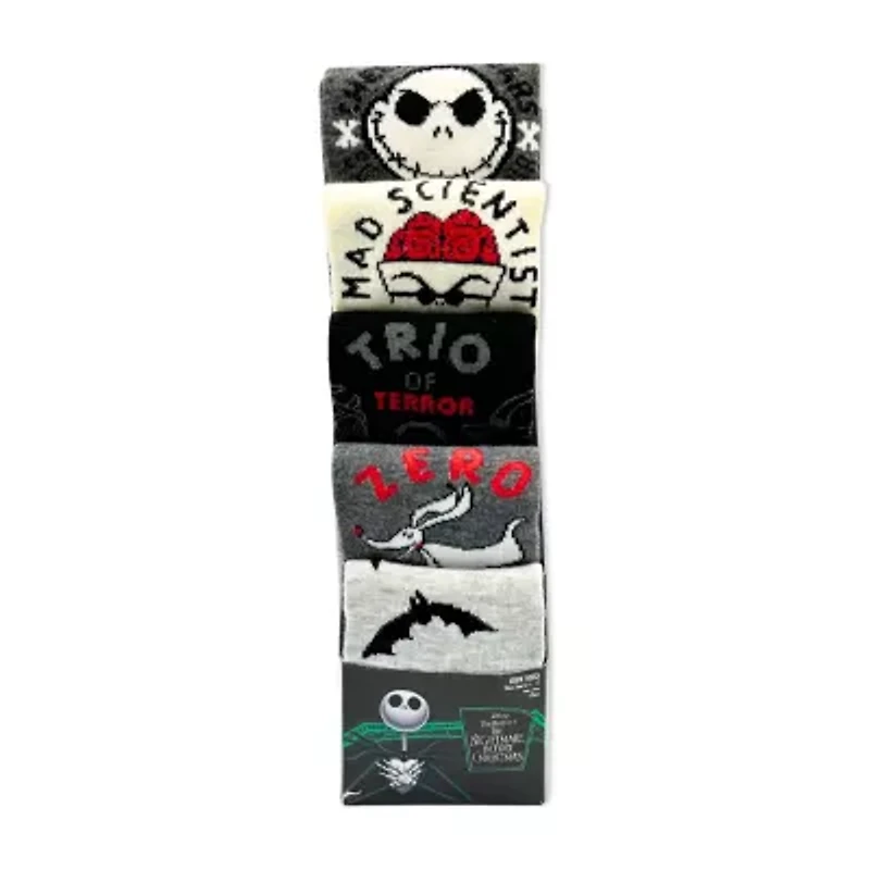 Mens 5 Pair Nightmare Before Christmas Crew Socks
