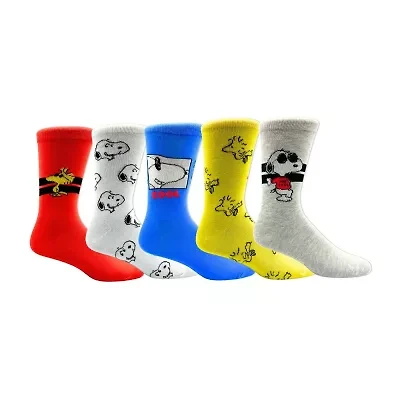 Mens 5 Pair Peanuts Crew Socks