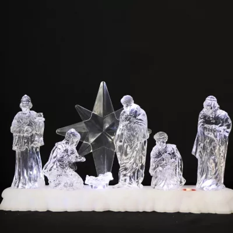 Northlight 12.25" Led Lighted Nativity Scene Acrylic Lighted Nativity Set