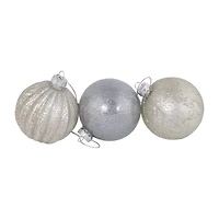 Northlight 3" 2 Finish Glass Ball 9ct Christmas Ornament