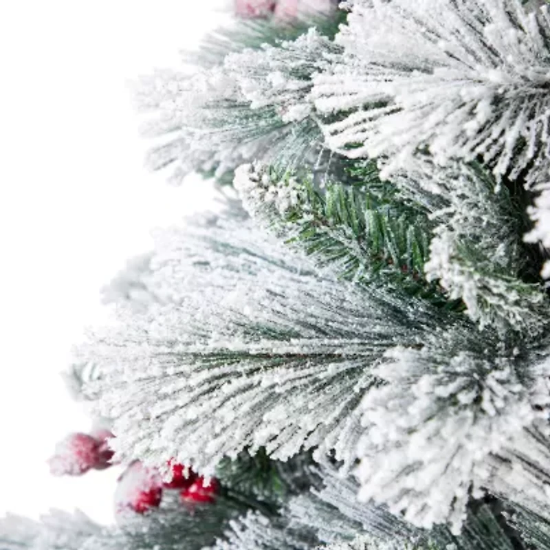 Northlight 6.5ft Full Flocked Fairfield Fir Artificial 6 1/2 Foot Flocked Pine Christmas Tree